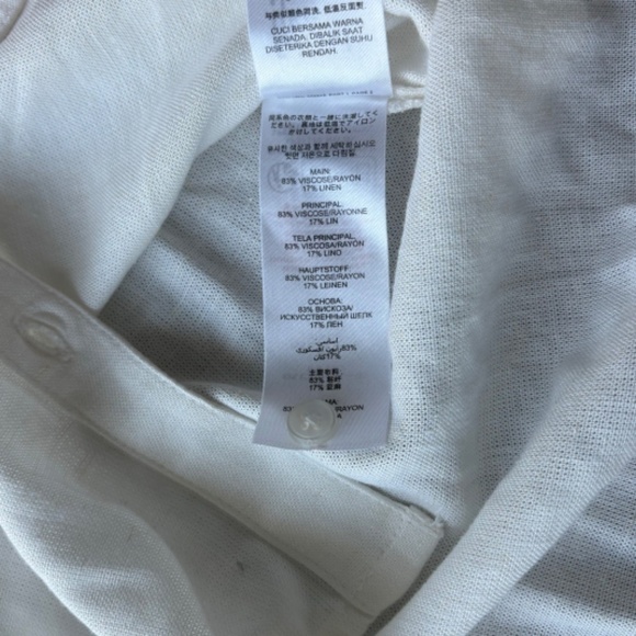 Friends Like These Womens Long Sleeve Button Down Shirt Linen Front Pocket White - Picture 8 of 8